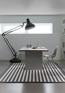 Wool Blocstripe Sable with Expresso Faux Leather border