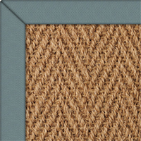 Coir Herringbone Natural Rug with Bluebird Herringbone border