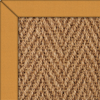 Coir Herringbone Natural Rug with Ochre Cotton border