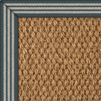 Coir Panama Natural Rug with Stripe Thick Teal border