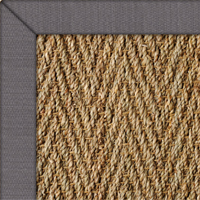 Seagrass Herringbone Natural Rug with Linen Seal border