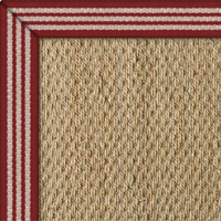 Seagrass Superior Natural Rug with Stripes Red border