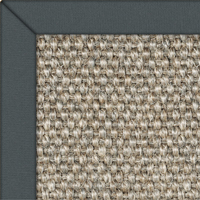 Sisal Metallics Aluminium Rug with Gunmetal Cotton border